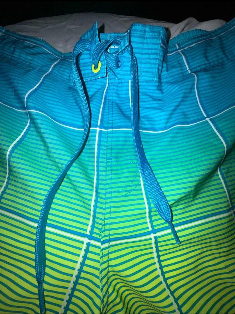 OP Blue and Lime Gradient Men's Swim Board Shorts- large